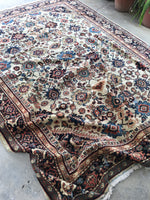 7’5 x 10’1 antique ivory Persian Mahal (#1258) / 8x10 large vintage rug - Blue Parakeet Rugs