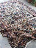 7’5 x 10’1 antique ivory Persian Mahal (#1258) / 8x10 large vintage rug - Blue Parakeet Rugs