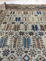 3’4 x 4'6 Antique Caucasian Kuba Rug (#399) - Blue Parakeet Rugs