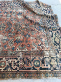 7’3 x 9’6 Worn antique Persian Heriz (#1241ML) - Blue Parakeet Rugs