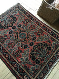 2 x 2’9 antique Persian Sarouk mat (#434) - Blue Parakeet Rugs