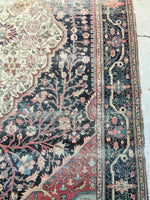 6’10 x 10’ Timeworn Antique Ferahan rug #2299 / Antique Oriental Rug - Blue Parakeet Rugs