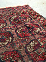 2’8 x 3’ Antique Tribal Turkmen (#1424) / Turkoman Rug / Small Antique Rug - Blue Parakeet Rugs