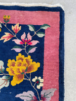2x4 Antique Chinese Art Deco Rug (#1558) - Blue Parakeet Rugs