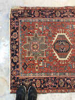 3’8 x 4’6 Antique Persian Heriz Jr (#978) - Blue Parakeet Rugs