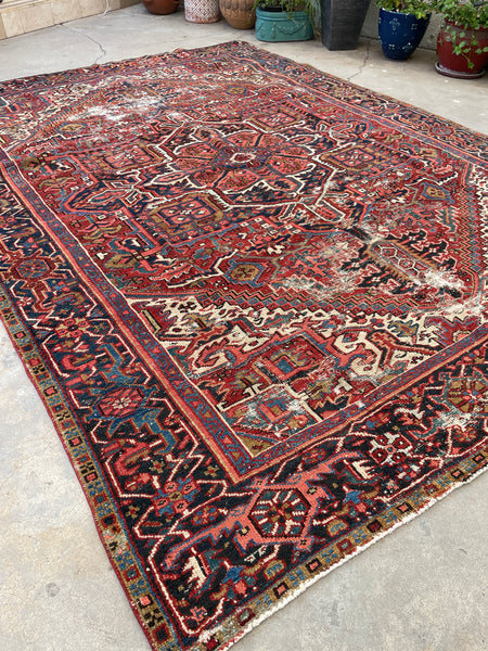 7’10 x 10’8 Antique Persian Heriz #2366 - Blue Parakeet Rugs