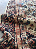 7’5 x 10’1 antique ivory Persian Mahal (#1258) / 8x10 large vintage rug - Blue Parakeet Rugs
