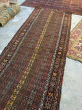 4’2 x 11’3 Antique Kurdish Runner(#1044) - Blue Parakeet Rugs