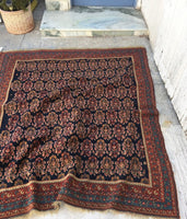4'4 x 4'11 Antique Paisley Afshar Rug - Blue Parakeet Rugs
