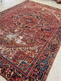7’10 x 10’8 Antique Persian Heriz #2366 - Blue Parakeet Rugs