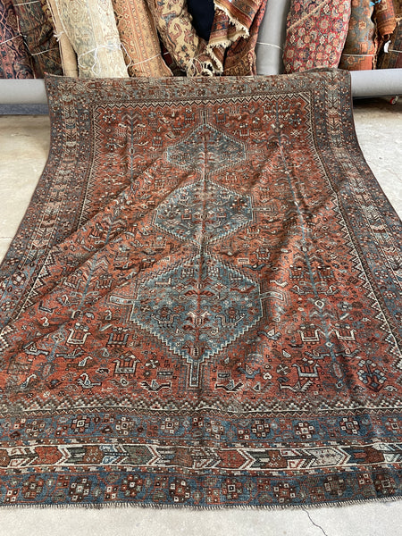 6’8 x 9’2 Antique Qashqai Rug #2910