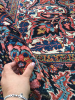 8'4" x 11'2" Antique Heriz Rug - Blue Parakeet Rugs