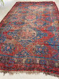 7’5 x 12’5 antique Soumak flat weave rug - Blue Parakeet Rugs