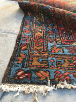 2’8 x 10’11 Worn to Perfection Heriz Runner - Blue Parakeet Rugs