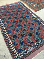 4’6 x 7’9 Antique early 1900's Tribal Rug / 4x7 Vintage Rug (#1277) - Blue Parakeet Rugs