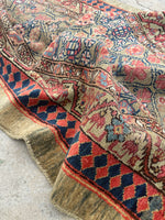 3’1 x 15’9 Antique Persian Camel Hair Serab Runner #2406ML - Blue Parakeet Rugs