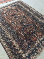 5’7 x 7’ Antique Shiraz Tribal Rug (#1376) - Blue Parakeet Rugs