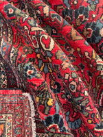 9’ x 12’1 Antique Berry Persian Dargazin Rug #2401 / 7x10 vintage rug - Blue Parakeet Rugs
