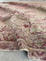 10’3 x 11’6 Antique floral design Kerman Lavar rug #1970ML / 10x12 Vintage rug - Blue Parakeet Rugs
