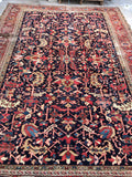 8’7 x 11’9 midnight blue Antique Heriz Rug / 9x12 vintage rug (#1083) - Blue Parakeet Rugs