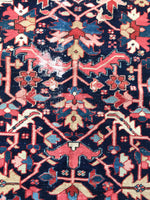 8’7 x 11’9 midnight blue Antique Heriz Rug / 9x12 vintage rug (#1083) - Blue Parakeet Rugs