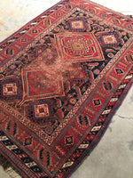 5 x 7'3 Antique nomadic rug (#1282) / 5x7 Vintage rug - Blue Parakeet Rugs