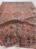8’10 x 11’8 Antique coral ground Sarouk rug #2152 - Blue Parakeet Rugs
