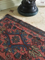 2’ x 2’9” Antique Love Worn Lilihan Rug - small antique rug - Blue Parakeet Rugs