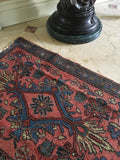 2’ x 2’9” Antique Love Worn Lilihan Rug - small antique rug - Blue Parakeet Rugs