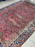 7'1 x 9'6 Dusty Rose Persian Mahal rug #2075 / 7x10 Vintage Rug - Blue Parakeet Rugs