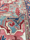 8’7 x 11’10 Antique Persian Heriz Rug / 9x12 Vintage Persian Rug - Blue Parakeet Rugs