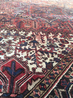 7' x 9'3" Vintage Heriz Rug / Large Vintage Rug - Blue Parakeet Rugs