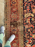 8’7 x 11’9 midnight blue Antique Heriz Rug / 9x12 vintage rug (#1083) - Blue Parakeet Rugs