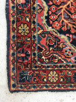 2’3 x 2’7 antique Persian Sarouk mat (#1368) - Blue Parakeet Rugs