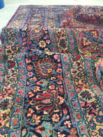 12x24 Oversize Antique Persian Mashhad Rug - Blue Parakeet Rugs