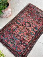 2’5 x 4’1 Antique Persian Malayer #2543 / Small Vintage  Rug - Blue Parakeet Rugs