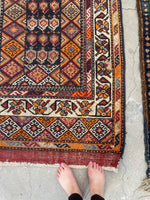 3'9" x 12'9" Kurdish Runner #2274 / Antique Runner / rug runner / Oriental Rug - Blue Parakeet Rugs