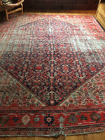 8’8 x 11’5 love worn antique Persian Hamadan rug (#1053) - Blue Parakeet Rugs
