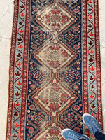 3’ x 14’9 Antique Persian Runner #2323 / Long Vintage Runner - Blue Parakeet Rugs