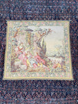 4'3 x 4'7 Antique French Tapestry with silk - Blue Parakeet Rugs