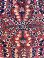 2’ x 2’6 Antique Floral Sarouk Mat #1557 / 2x3 Vintage Rug - Blue Parakeet Rugs