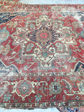 8'8 x 12'2 Rusty n Worn Serapi Heriz Rug - Blue Parakeet Rugs