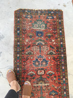 2’2 x 8’8 Antique Persian Heriz Runner / Rug Runner - Blue Parakeet Rugs