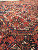 5’2 x 9’ antique Qashqai tribal rug (#408) / Large vintage rug - Blue Parakeet Rugs