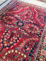 2’ x 2’6 Antique Persian Sarouk mat rug / small 2x3 Persian vintage rug - Blue Parakeet Rugs