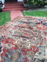 8'8 x 12'2 Rusty n Worn Serapi Heriz Rug - Blue Parakeet Rugs