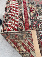3’7 x 4’8 Antique Caucasus Rug #2582 / small vintage rug - Blue Parakeet Rugs