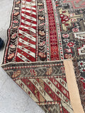 3’7 x 4’8 Antique Caucasus Rug #2582 / small vintage rug - Blue Parakeet Rugs