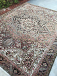 6’10 x 8’9 Vintage Heriz Rug / Large Vintage Rug - Blue Parakeet Rugs