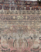 7’8 x 13’5 Antique worn and muted Persian Kerman Lavar rug #1975ML / 8x13 Vintage rug - Blue Parakeet Rugs